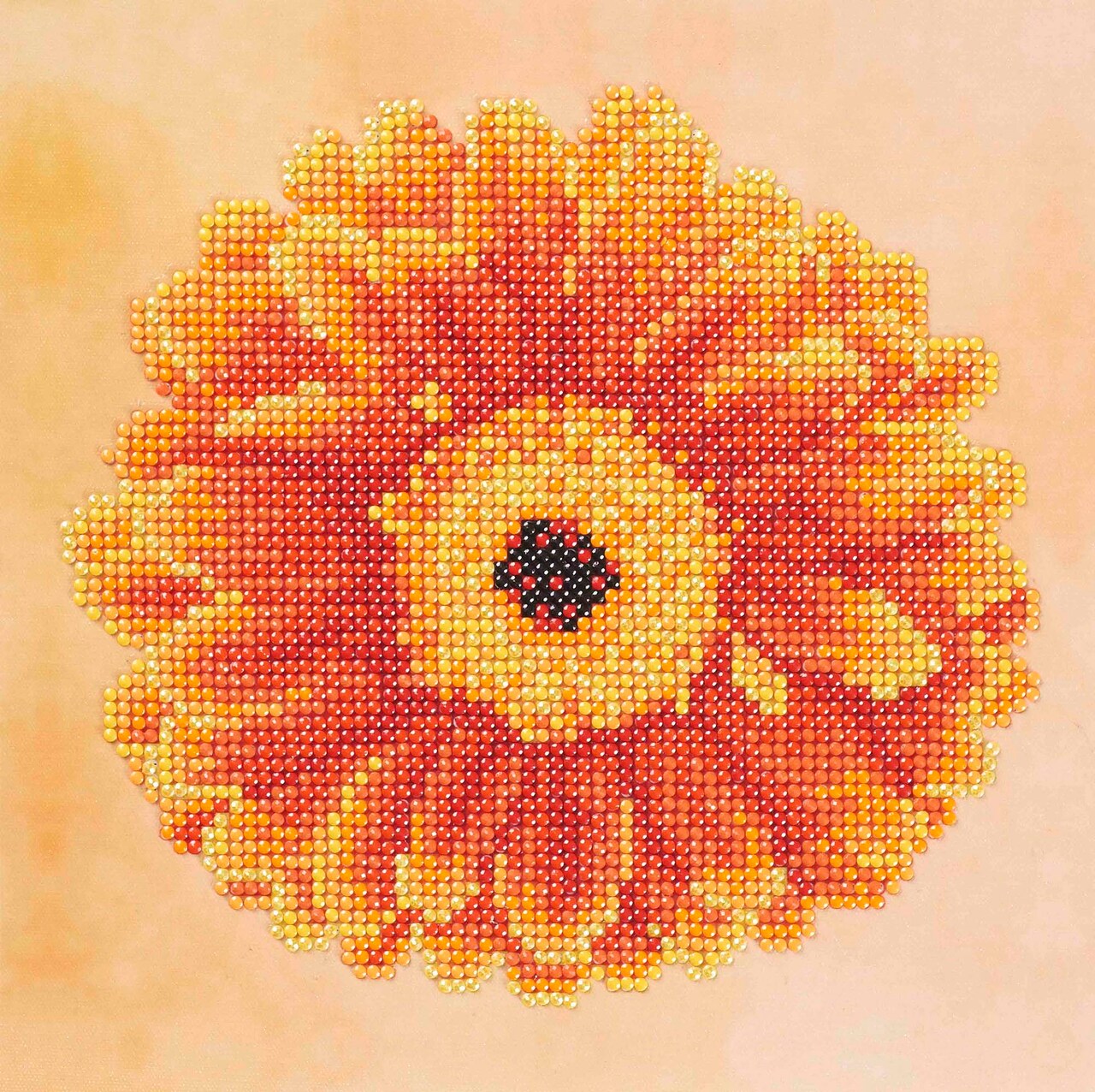DIAMOND ART BY LEISURE ARTS Sparkle Orange Flower, 8"x8", Beginner Diamond Painting Kits for Adults, Diamond Art for Adults, Diamond Art Kit, Diamond Art Painting